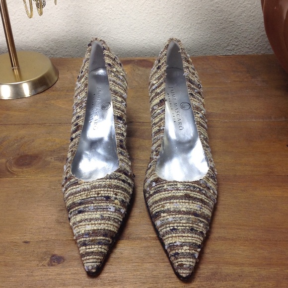 Jaime Mascaro Pointed Tweed Kitten Heels - Picture 2 of 8